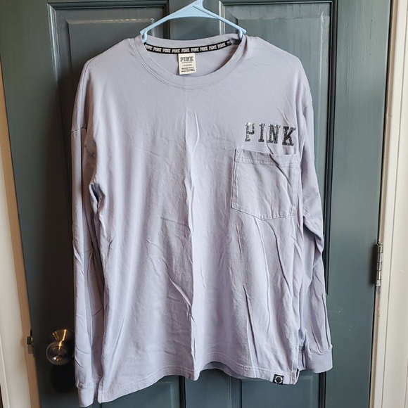PINK Victoria's Secret Men's Light Purple Long Sleeve Tee - Picture 1 of 3